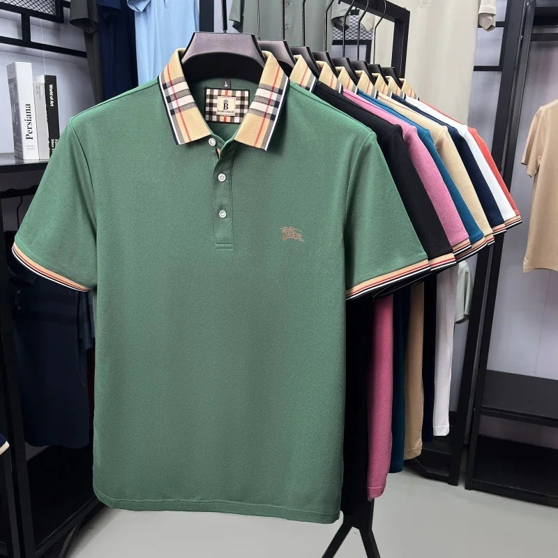 Men's Silk Cotton Short Sleeve Polo T-shirt