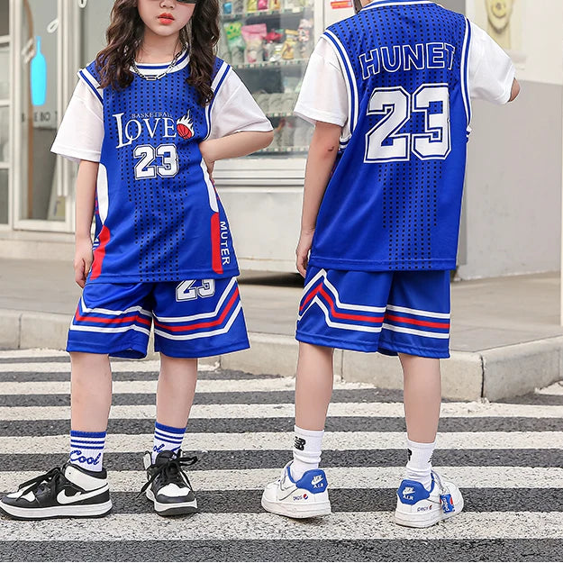 Kids 2Pcs Basketball Quick Drying Comfortable Tracksuit Set