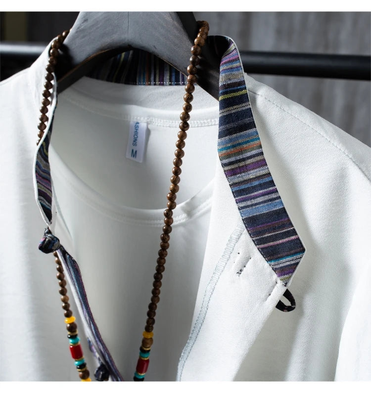Men's 2PCs Cotton Linen Shirts Pants Set