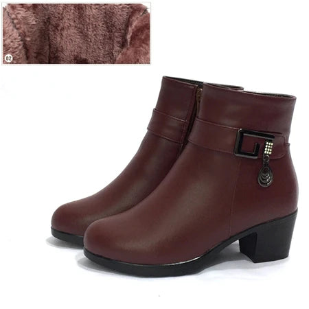 Women's Genuine Leather Warm Villus Boots