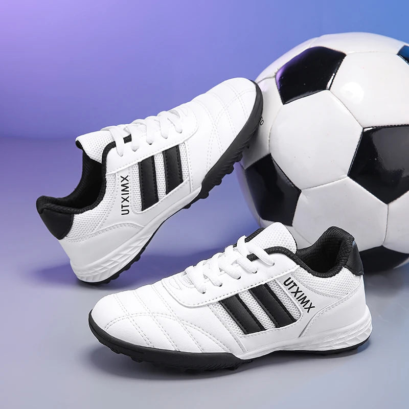 Kids Leather Turf Soccer Lace Up Sneakers