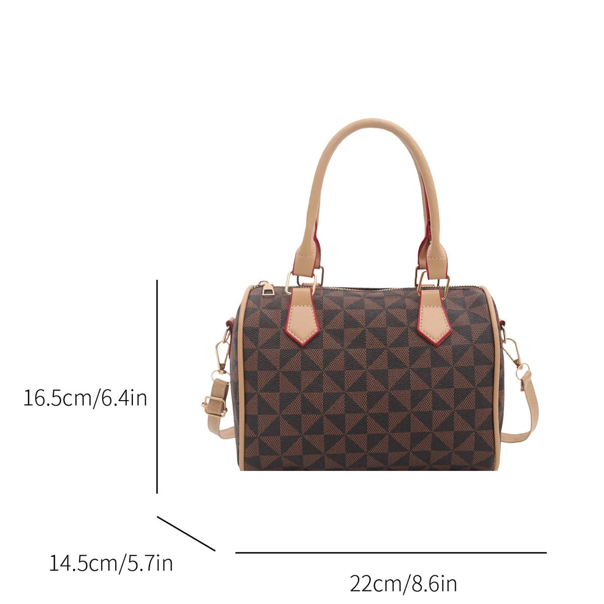 Women's Windmill Print PU Color Adjustable Strap Handbag