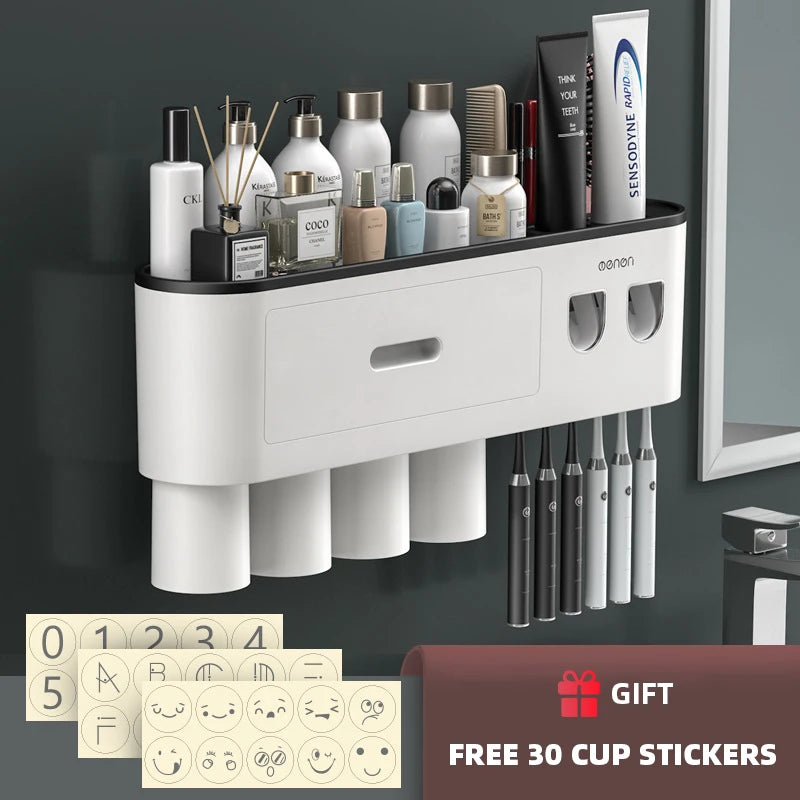 Toothbrush Holder Magnetic Adsorption Inverted Toothpaste Dispenser