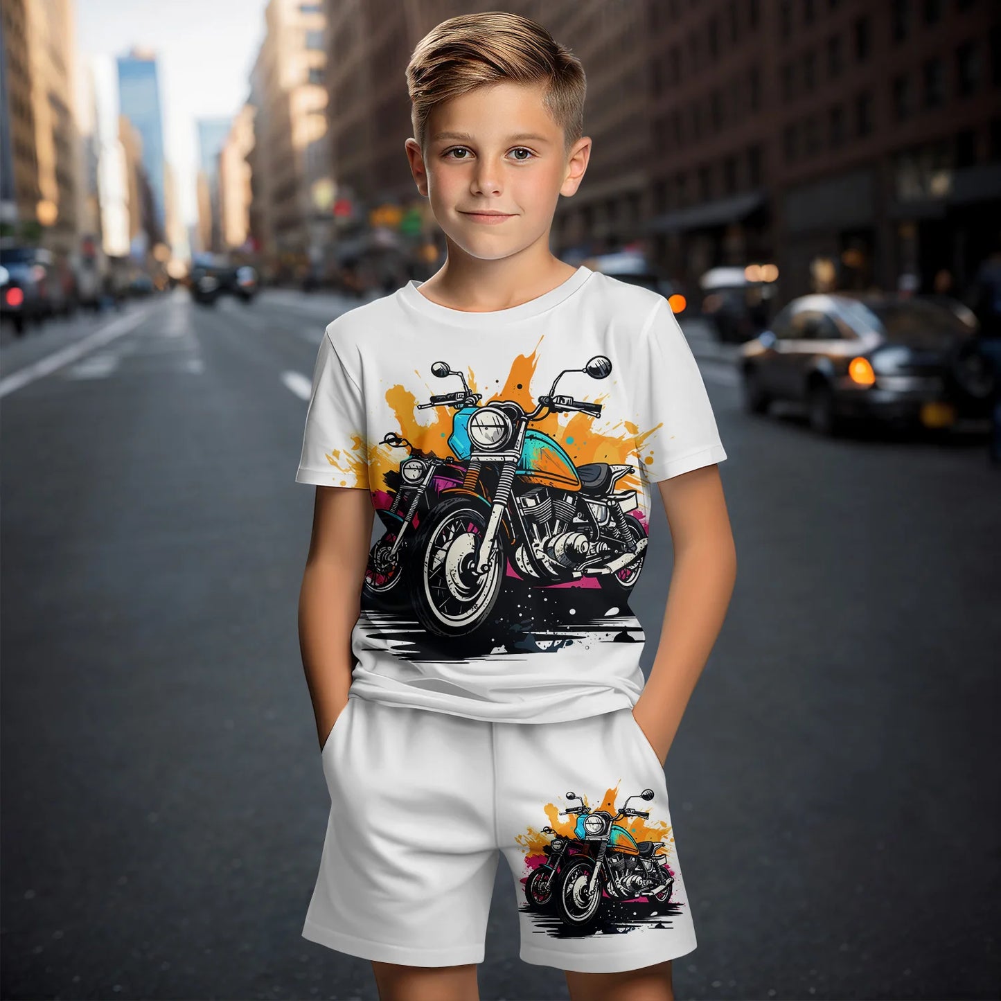 Kids Summer Short Sleeve T-Shirt Short Set