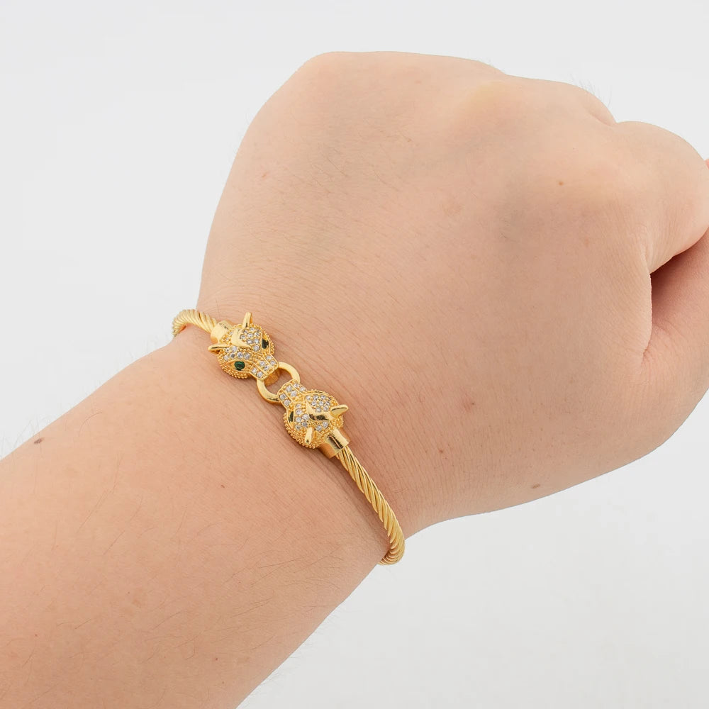 Women's Gold Color Charm White Zircon Bracelet