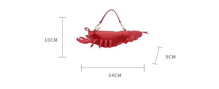 PU Zipper Lobster Shape Rivet Shoulder Bag