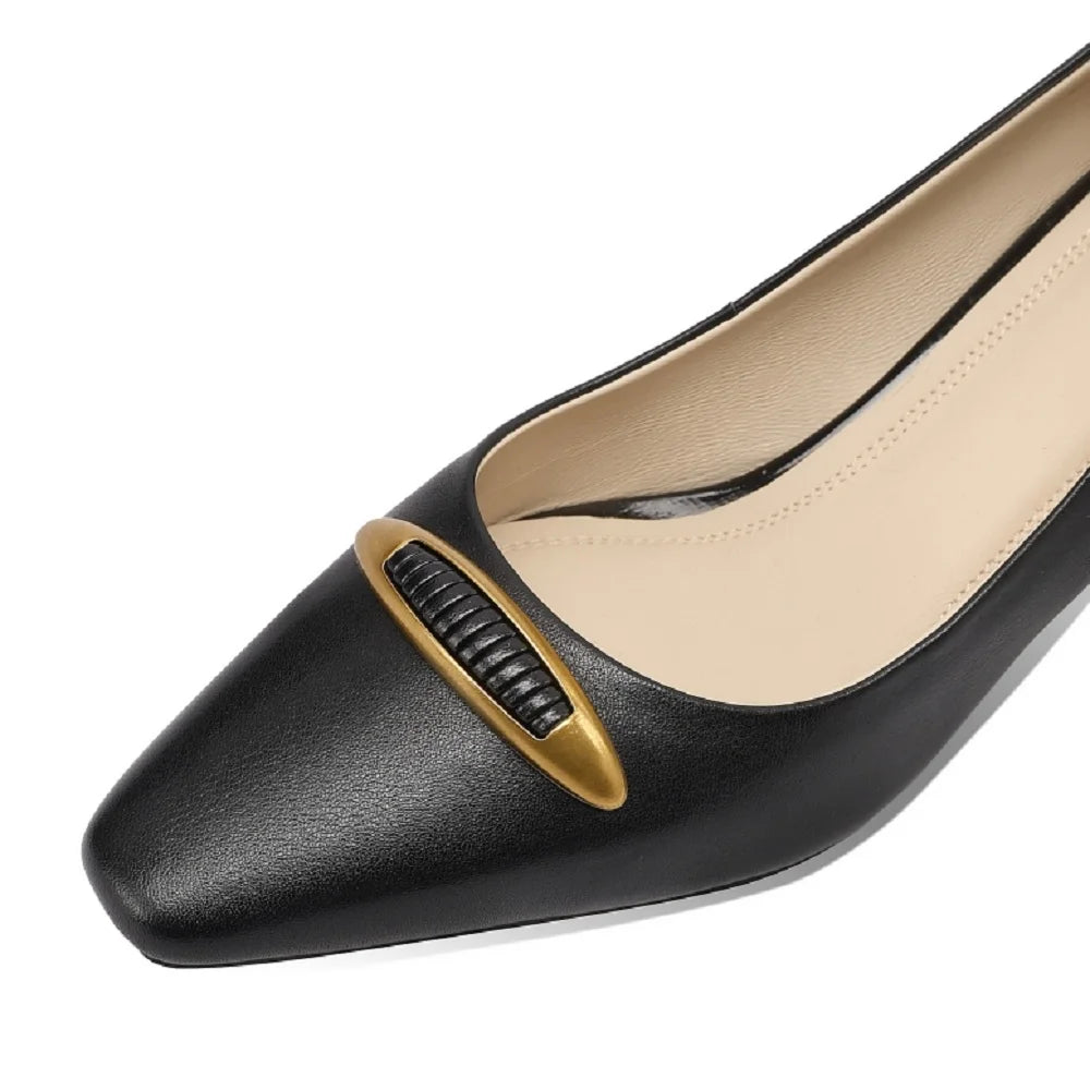 Women's Handmade Genuine Leather Mid Shallow Shoes