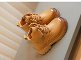 Unisex Kids Ankle Leather Shoes Boots