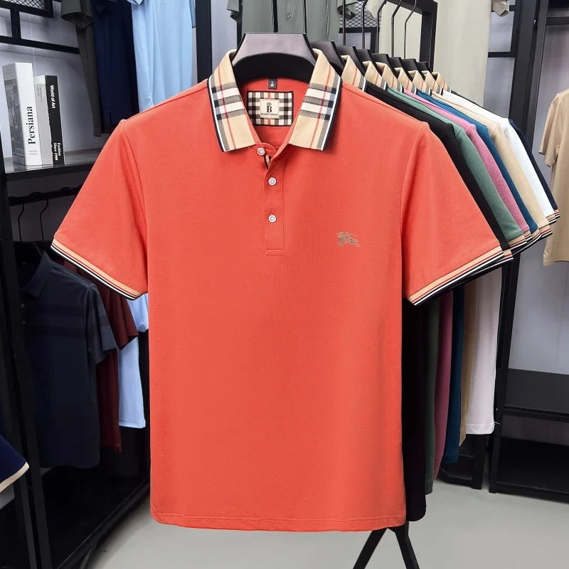 Men's Silk Cotton Short Sleeve Polo T-shirt