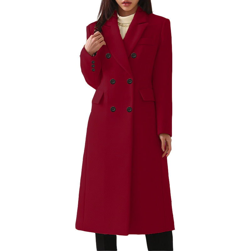 Women's Long Plus Size Woolen Coat