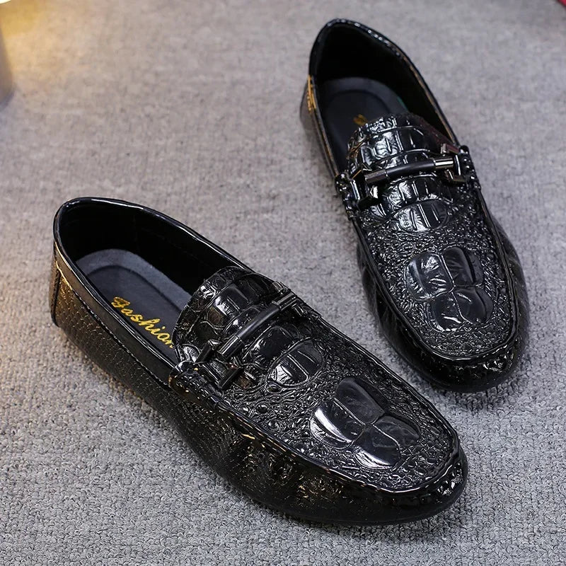 Men's Crocodile Pattern Trendy Breathable Shoes