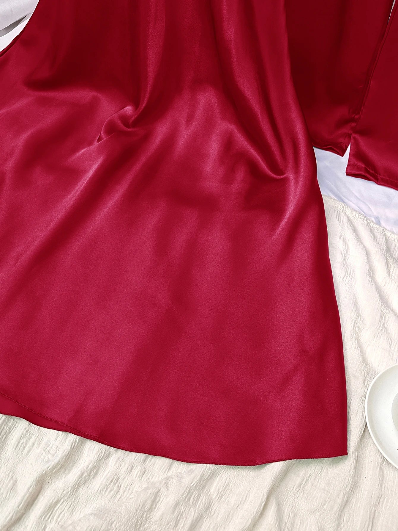Women's 5Pcs Satin Lace Trim Top Ruffle Shorts Lounge Pants Loungewear Set