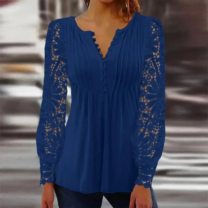 Women's V-neck Stylish Casual Loose Long Sleeve Shirt