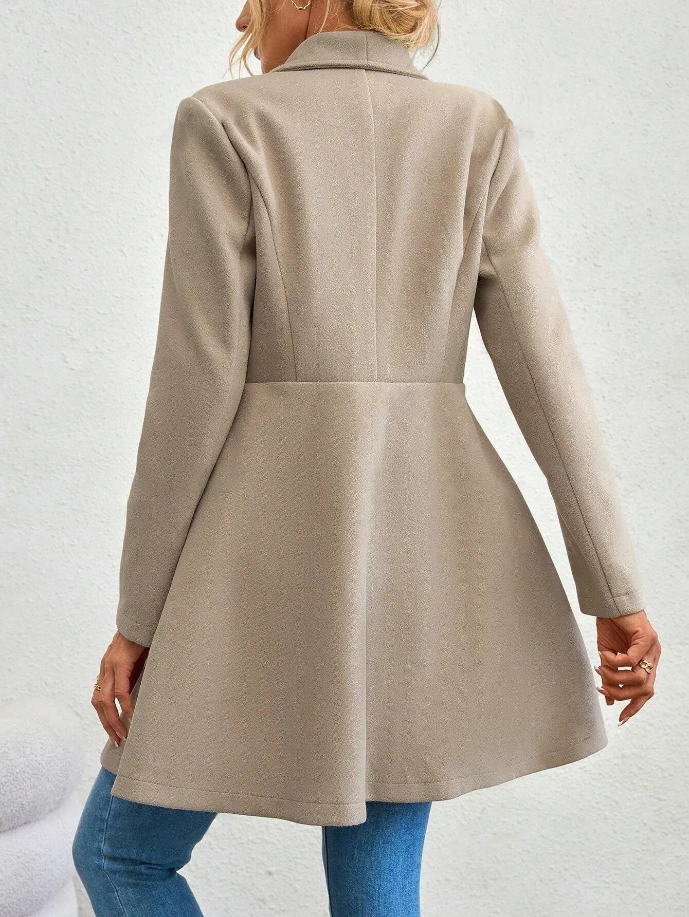 Women's Fashion Lapel Button Slim-Fit Wool Coat