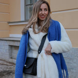 Women's Oversized Lapel Belted Faux Rabbit Fur Coat