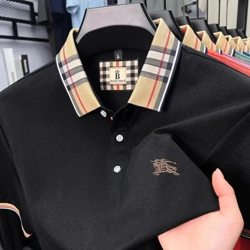 Men's Silk Cotton Short Sleeve Polo T-shirt