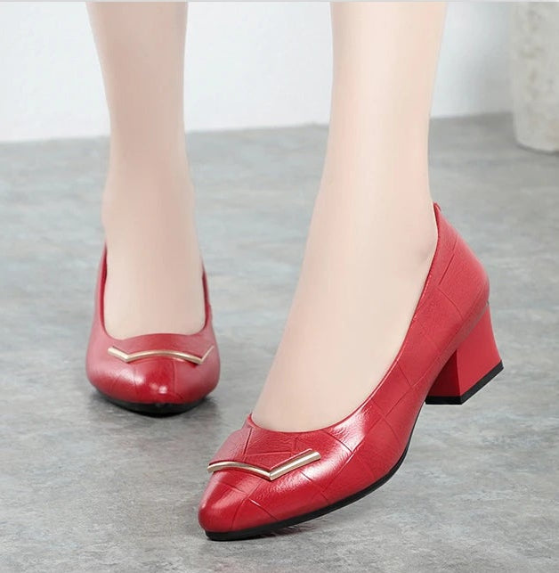 Women's Genuine Leather Mid Heel Shoes
