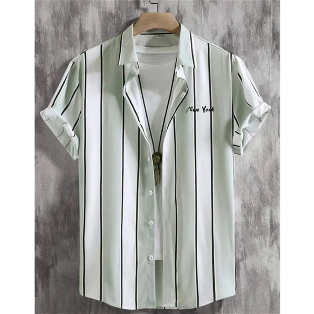 Men's Short Sleeve Lapel Hawaiian Blouse Shirt