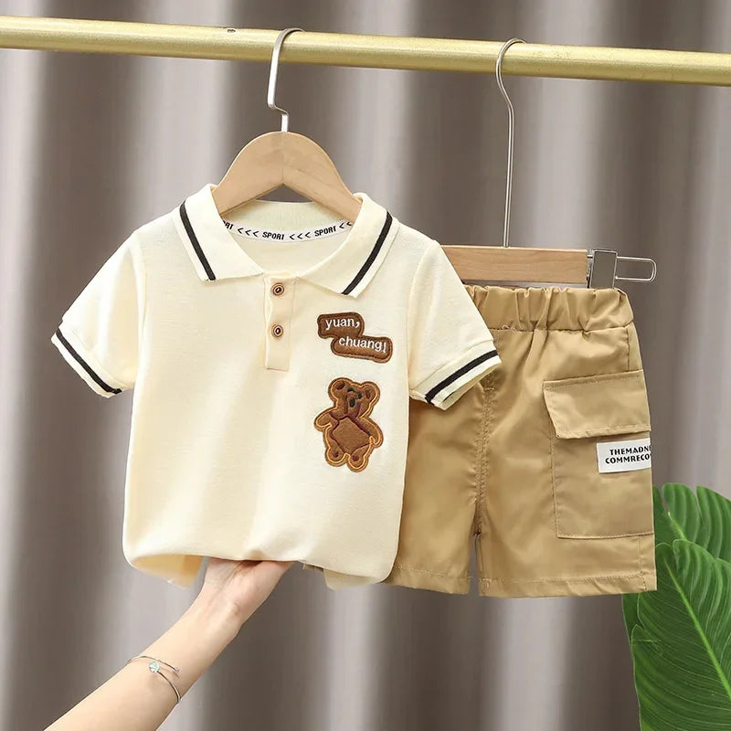 Kids' 2Pcs Cotton Short sleeve T-shirt Shorts Set