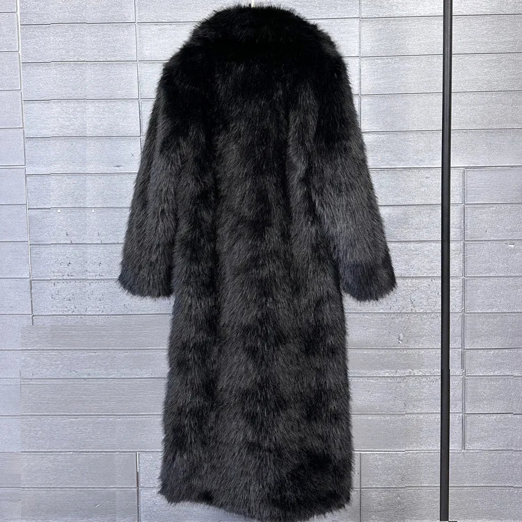 Women's Long Fluffy Faux Fur Coat