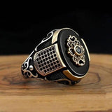 Unisex Signet Vintage Carved Inlaid Zircon Ring Allmartdeal