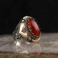 Unisex Signet Vintage Carved Inlaid Zircon Ring Allmartdeal