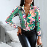 Woman Casual Elegant Patchwork Slim Shirt Allmartdeal