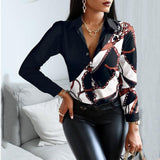 Woman Casual Elegant Patchwork Slim Shirt Allmartdeal