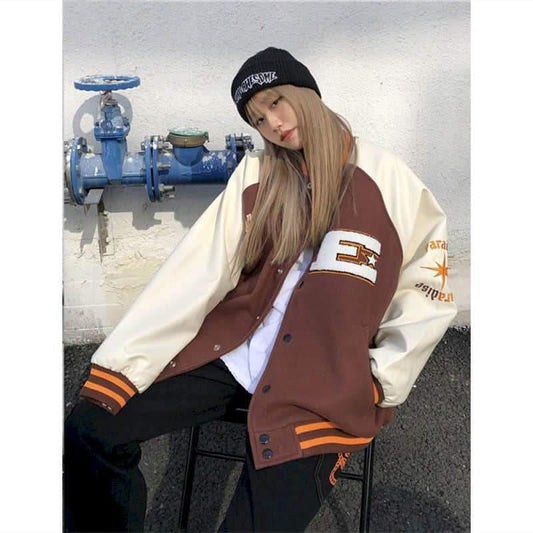 Woman Hip Hop Patchwork Jacket Allmartdeal