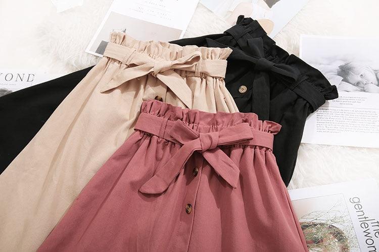 Women Casual Cotton High Waist Skirt Allmartdeal