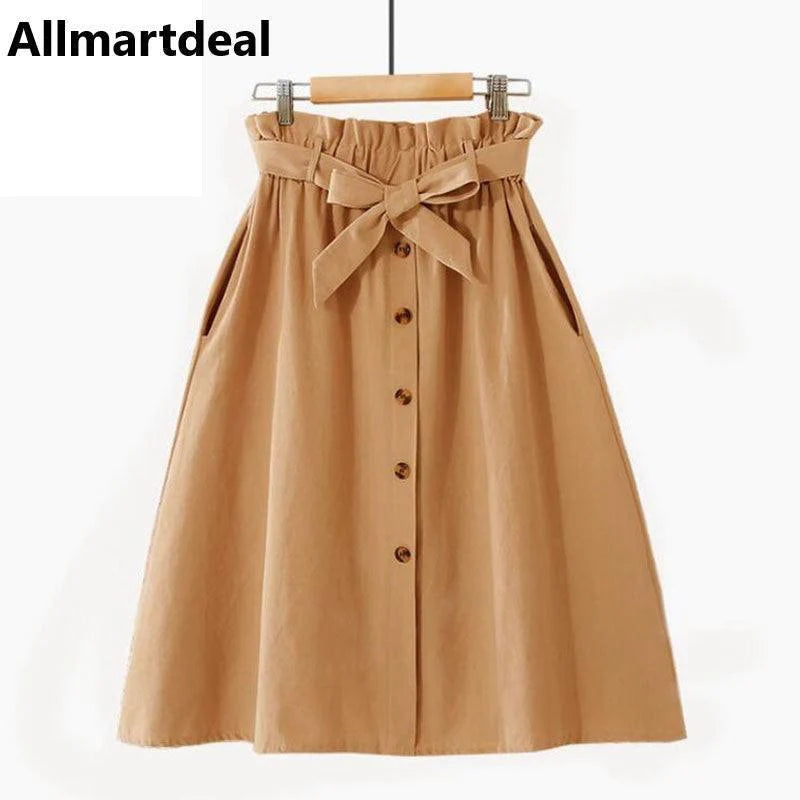 Women Casual Cotton High Waist Skirt Allmartdeal