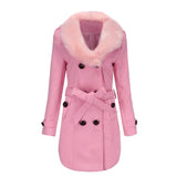 Women Fashion Fur Collar Double-Breasted Coat Allmartdeal