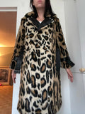 Women Long Leopard Print Fluffy Faux Fur Trench Coat Allmartdeal