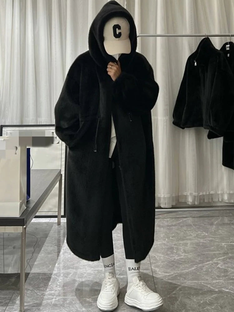 Women Long Oversized Fluffy Faux Fur With Hood Coat Allmartdeal