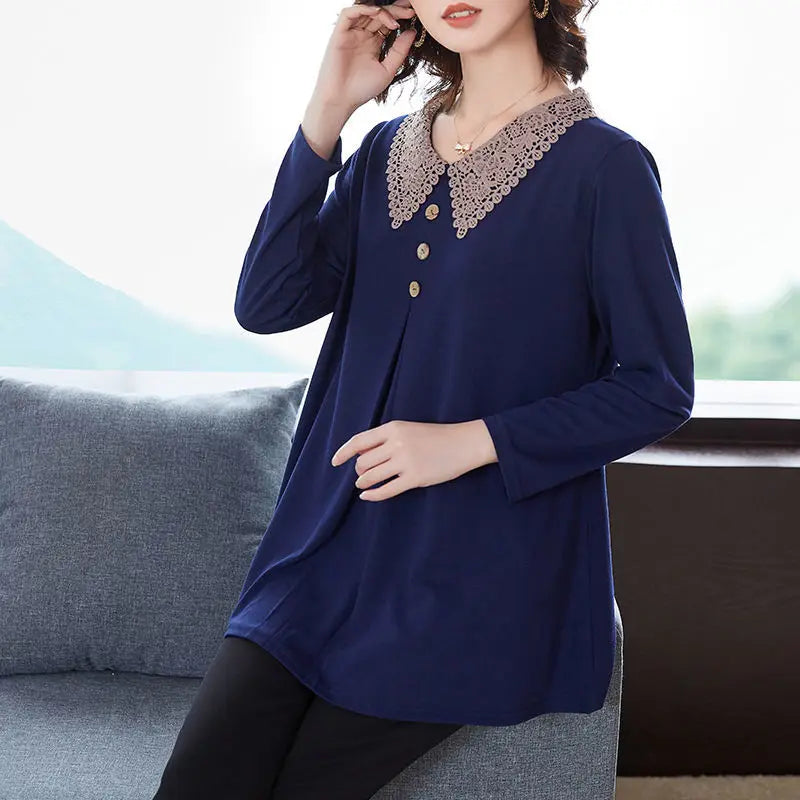 Women Long Sleeve Solid Color Shirt Allmartdeal