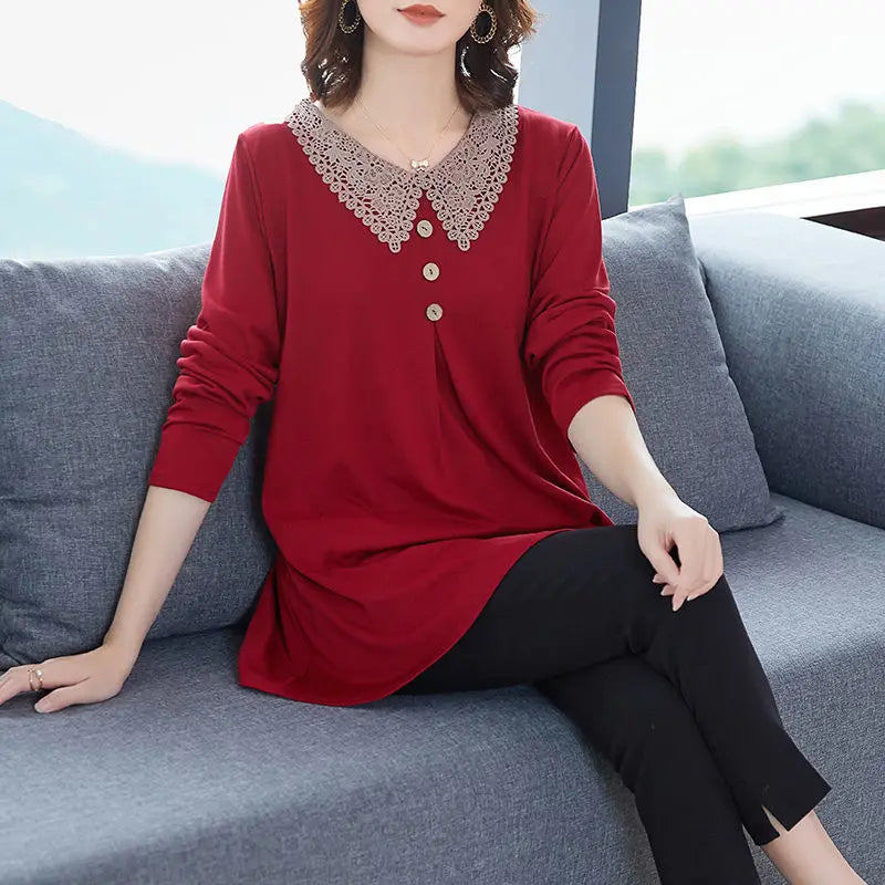 Women Long Sleeve Solid Color Shirt Allmartdeal