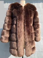 Women Mid Long Fashion Faux Fox Fur Coat Allmartdeal