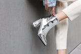 Women Mirror Metallic Pumps Boots Allmartdeal