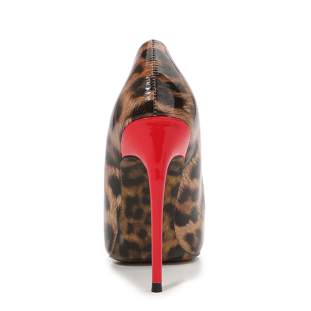 Women Patchwork Elegant Glossy Patent Leopard Pumps Allmartdeal