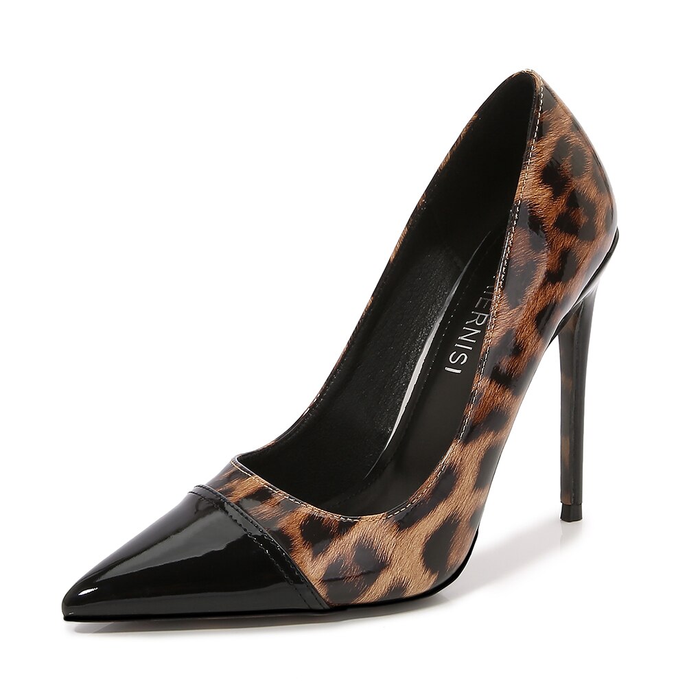 Women Patchwork Elegant Glossy Patent Leopard Pumps Allmartdeal