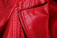 Women Rivet Zipper Leather Motorcycle Jacket Allmartdeal