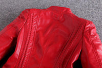 Women Rivet Zipper Leather Motorcycle Jacket Allmartdeal