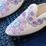 Women Satin Cotton Embroidered Mules Slippers Allmartdeal