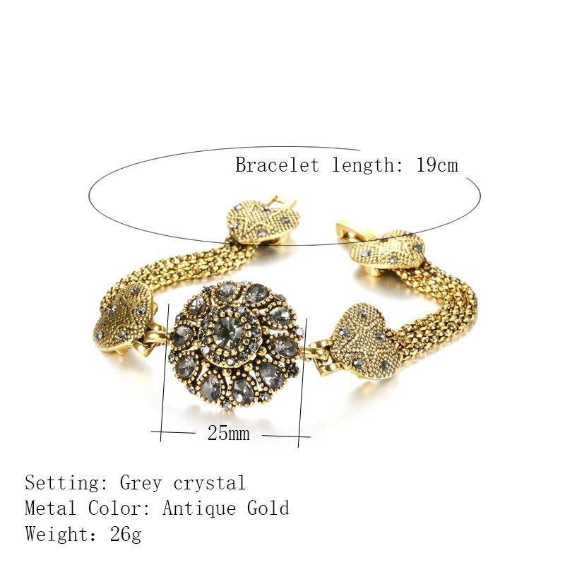 Women Tibetan Antique Gold Color Grey Crystal Bangle Allmartdeal