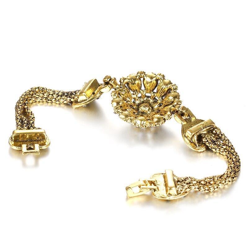 Women Tibetan Antique Gold Color Grey Crystal Bangle Allmartdeal