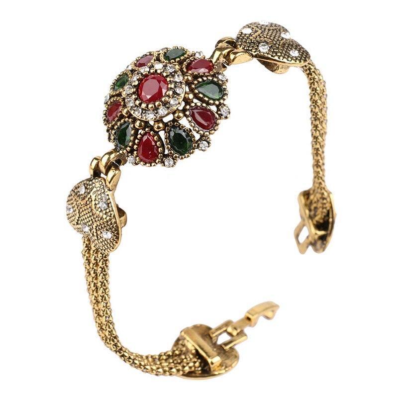 Women Tibetan Antique Gold Color Grey Crystal Bangle Allmartdeal