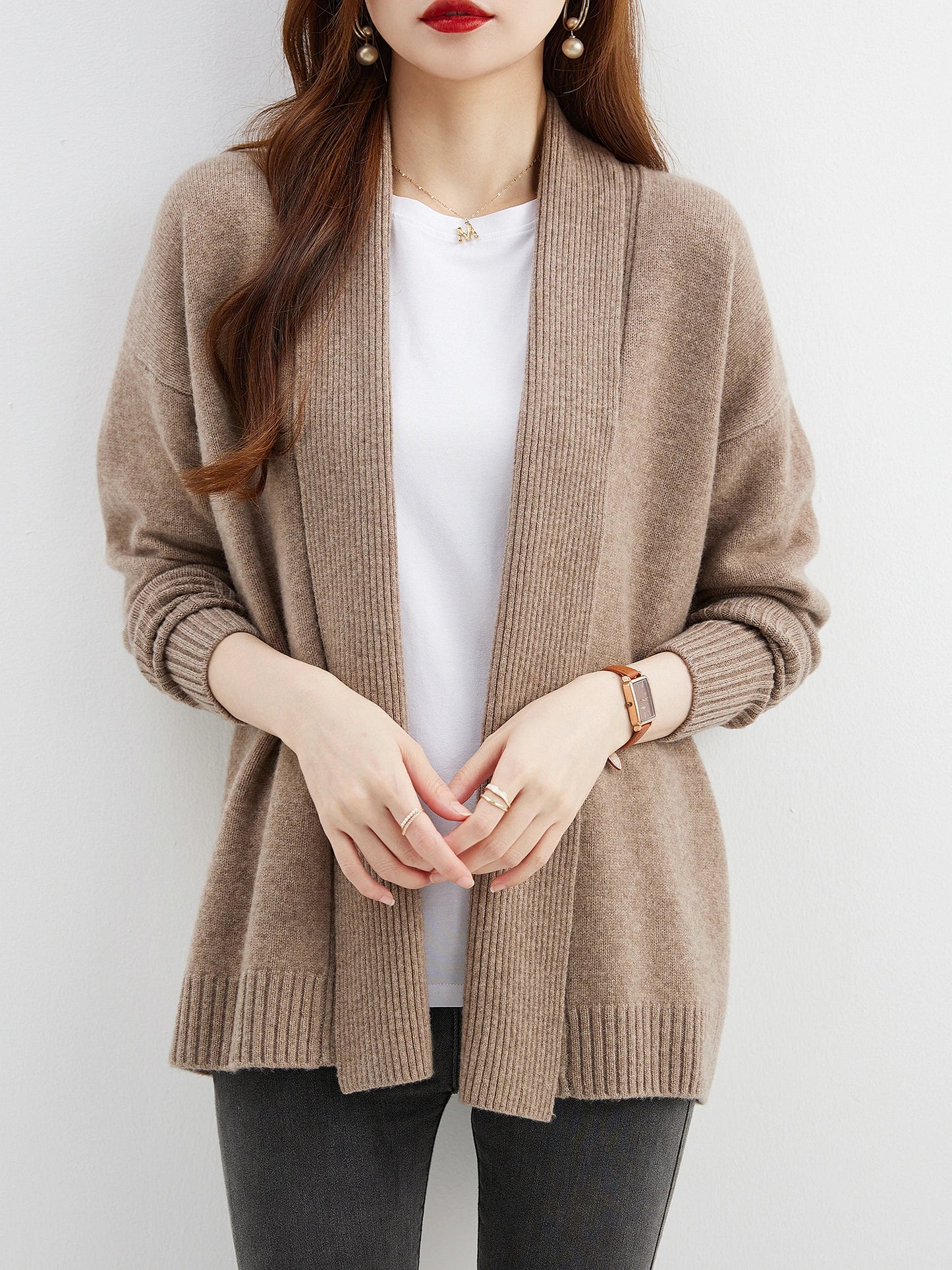 Women's 100% Merino Wool Soft Knitted Cardigan Sweater Allmartdeal