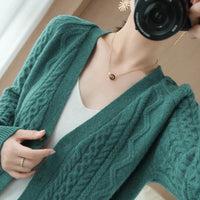 Women's 100% Pure Wool Knitted Cardigan Sweater Allmartdeal