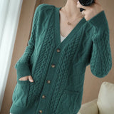 Women's 100% Pure Wool Knitted Cardigan Sweater Allmartdeal