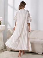 Women's 2Pcs Silk Pajamas Sleepwear Bathrobe Allmartdeal